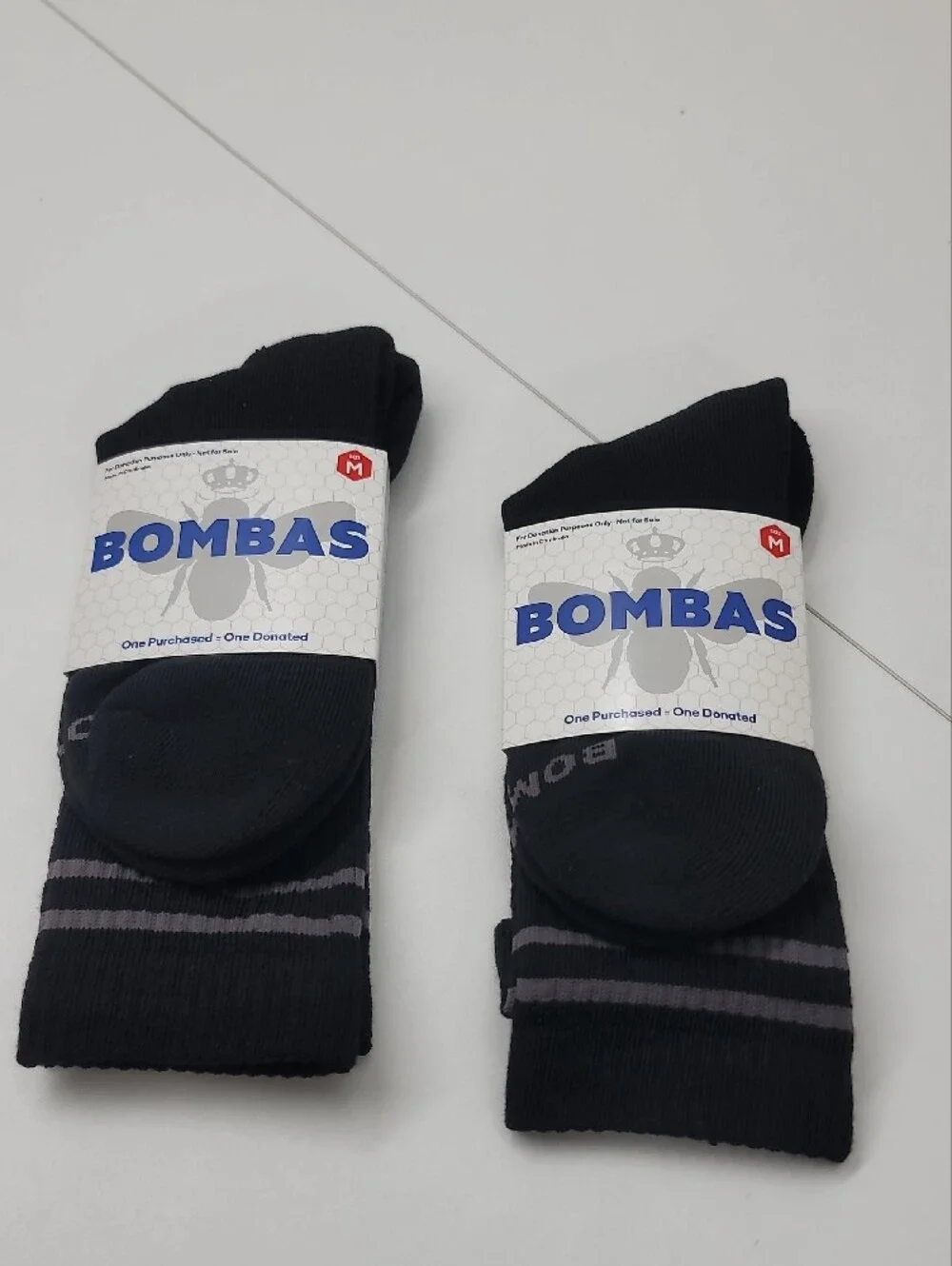 Bombas Set Of 2 Pairs Black Crew Socks Size Medium